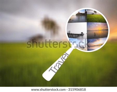 search travel location concept. blur landscape background