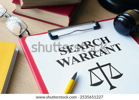 Search Warrant is shown using a text