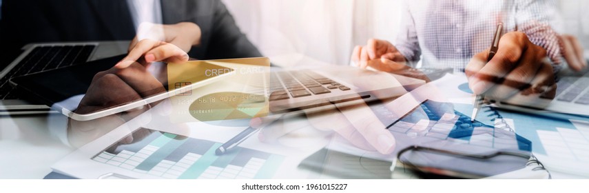 Searching Browsing Internet Data Information with blank search bar.businessman working with smart phone, tablet and laptop computer on desk in office. Networking Concept - Shutterstock ID 1961015227