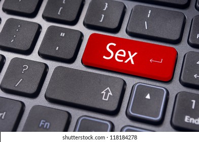 searching for sex or asking a sex question, with message on computer keyboard.