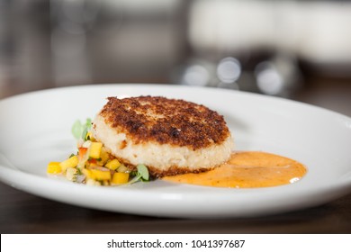 Seared Crab Cake With Roasted Corn Sauce