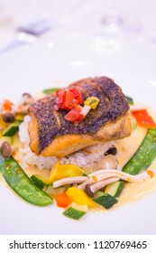 Seared Sea Bass With Risotto Vegetables