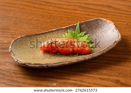 Seared spicy cod roe mentaiko Japanese dish
