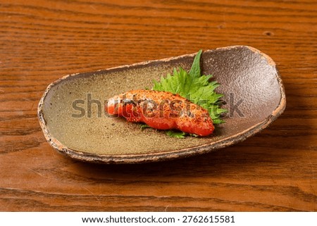 Seared spicy cod roe mentaiko Japanese dish
