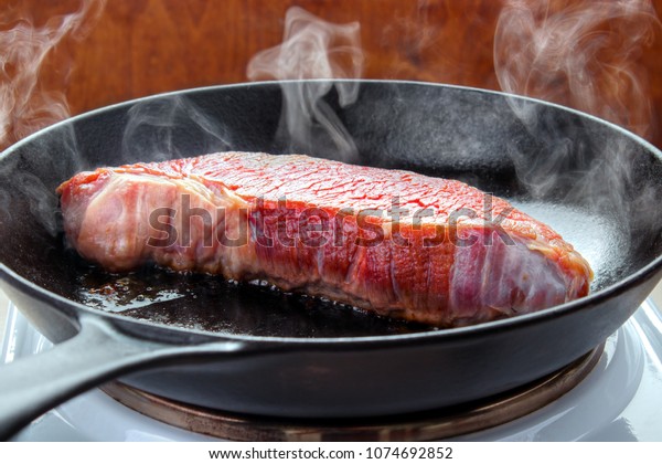 Searing Beef Brisket Steak On Electric Royalty Free Stock Image