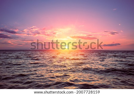 Seascape in early morning sunrise over the sea. Nature landscape