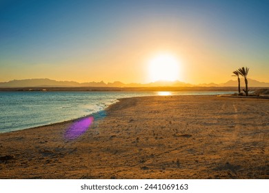 seascape with empty beach in sahl hasheesh hurghada egypt for background