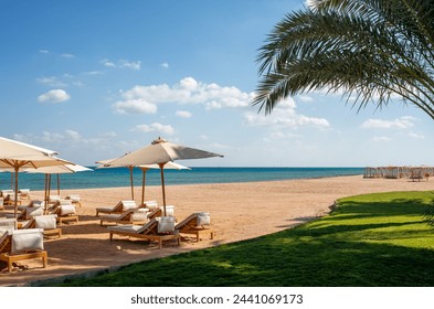 seascape with empty beach in sahl hasheesh hurghada egypt for background