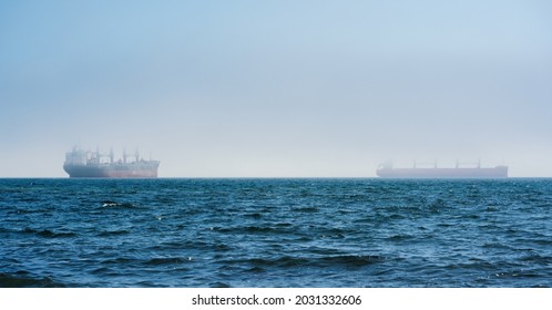 Seascape With Fishing Vessel On The Roadstead.