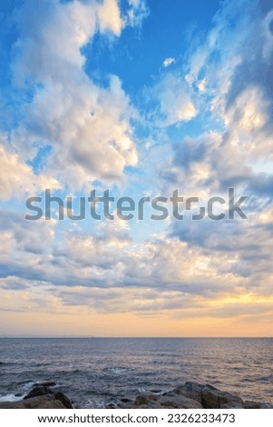 seascape with gorgeous sky in morning light. vacation season background. calm summer weather