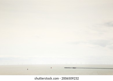 Seascape Image Of Wind Farm Of The Essex Coast Line