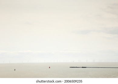 Seascape Image Of Wind Farm Of The Essex Coast Line