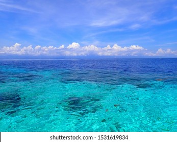 Seascape on a sunny day at Balicasag Island Cliff near Panglao, Bohol, Phillipines