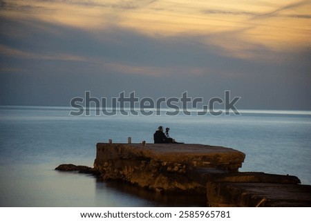 Similar – Image, Stock Photo Outdoor photographer captures serene lakeside moments