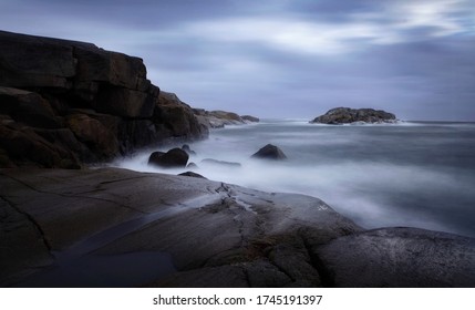 Seascape Scene From Southern Norway With Long Shutter Exposure