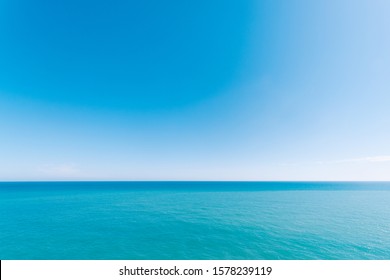 Seascape with sea horizon and deep blue sky without clouds - Background