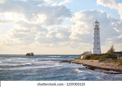seascape with sunken ship - Shutterstock ID 1259303125