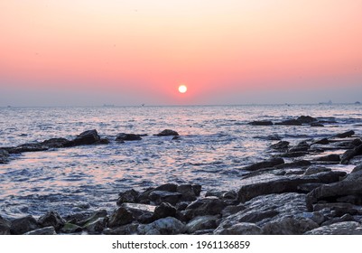 A seascape at sunset time, soft color realaxation 
