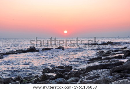 A seascape at sunset time, soft color realaxation 