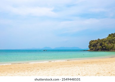 Seascape. Travel and tourism. Longtail boat in the sea sails to the island in Thailand. - Powered by Shutterstock