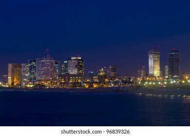 Seascape view of Tel aviv  Israel at night