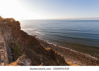 Seascape. Views of Atlantic Ocean from a cliff. Rocky beach. Sunset on the beach. Tenerife, Bajamar, Canary Islands. - Powered by Shutterstock