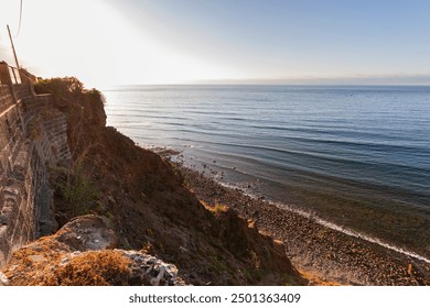 Seascape. Views of Atlantic Ocean from a cliff. Rocky beach. Sunset on the beach. Tenerife, Bajamar, Canary Islands. - Powered by Shutterstock