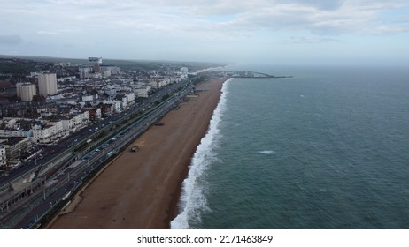 Seascape And Waves. Drone Footage Of Waves On The Beach. Drone Video