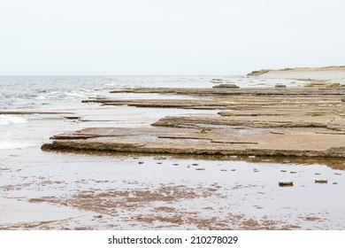 Seashore with limestone rocks