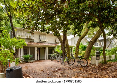 Seaside, FL, USA - June 12, 2021: Seaside Florida Real Estate Used For Vacation Rentals Airbnb Vrbo