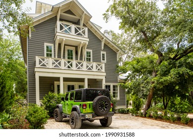 Seaside, FL, USA - June 12, 2021: Seaside Florida Real Estate Used For Vacation Rentals Airbnb Vrbo