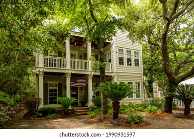 Seaside, FL, USA - June 12, 2021: Seaside Florida Real Estate Used For Vacation Rentals Airbnb Vrbo