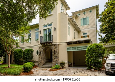 Seaside, FL, USA - June 12, 2021: Seaside Florida Real Estate Used For Vacation Rentals Airbnb Vrbo