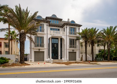 Seaside, FL, USA - June 12, 2021: Seaside Florida Real Estate Used For Vacation Rentals Airbnb Vrbo