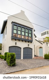 Seaside, FL, USA - June 12, 2021: Seaside Florida Real Estate Used For Vacation Rentals Airbnb Vrbo