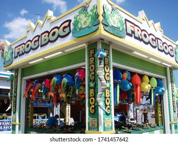 Seaside Heights, NJ / USA - August 22, 2019: One Of The Games Of Chance In The Casino Pier Amusement Area On The Boardwalk In Seaside Heights, NJ.           