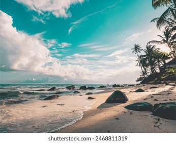 The seaside offers a captivating display of natural beauty that enchants the senses and soothes the soul. Picture a vast expanse of shimmering blue waters stretching out to meet the horizon,  - Powered by Shutterstock