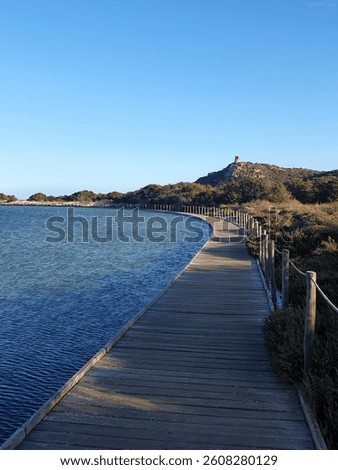 Seaside path with mountain view