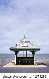 Seaside Shelter On Blackpool Promenade With The Sea Behind - Copy Space Above