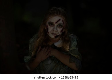 Season Halloween in the forest with a model child - Shutterstock ID 1538633495