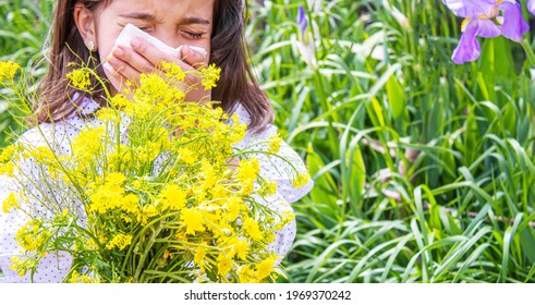 Seasonal Allergy In A Child. Coryza. Selective Focus. People