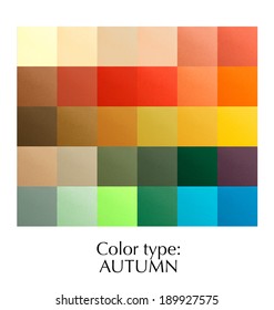 Seasonal Color Analysis Palette For Autumn Type