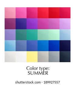 Seasonal Color Analysis Palette For Summer Type