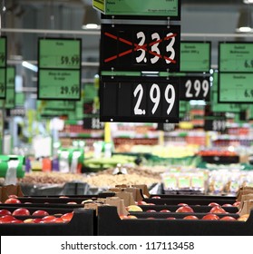 Seasonal Discounts In Big Supermarket