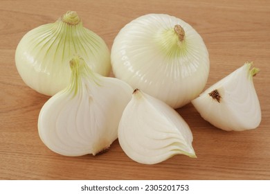 Seasonal Onion on Wood Grain Table