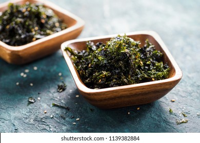 Seasoned Seaweed Snack. Close-up.