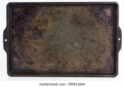 Seasoned, Well-used Cookie Sheet. Isolated.