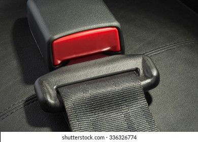 seat belt on black leather seat