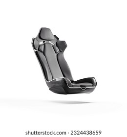 Seat car chair black leather, white background, isolated