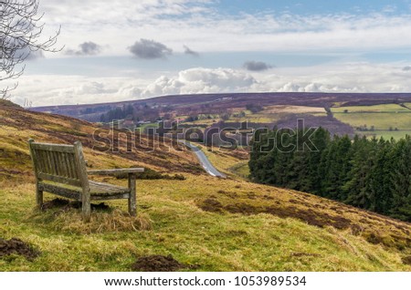 Seat with a view near Castleton overlooking the North Yorkshire Moors a nice place to stop for a rest while on the Esk Valley Walk
